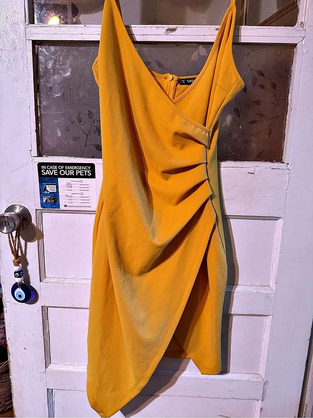 SHEIN Yellow Asymmetric Midi Dress Like New